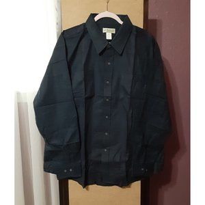 NEW Haband Long Sleeve Collared Button Front Shirt XL 80% Cotton 40% Pol…